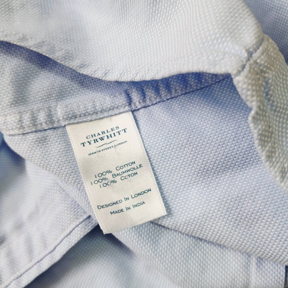 Charles Tyrwhitt Extra Slim Fit 100% Cotton Baby Blue  Dress Shirt 15 1/2 32 in - Picture 7 of 9